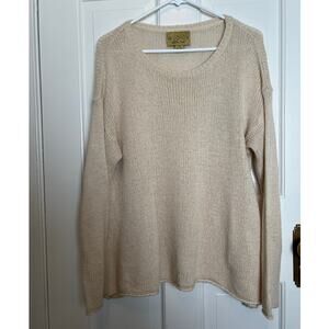 Wildfox White Label Cream White Crew Neck Sweater Open Knit Oversized Women's XS